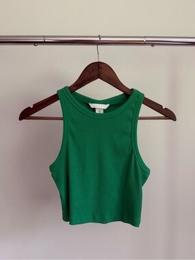 H&M Green Ribbed Cropped Tank
